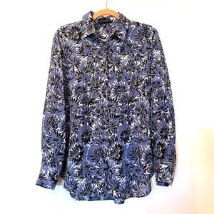 Piazza Sempione 100% silk oversized button up blouse IT 40 US 4 S Blue Floral